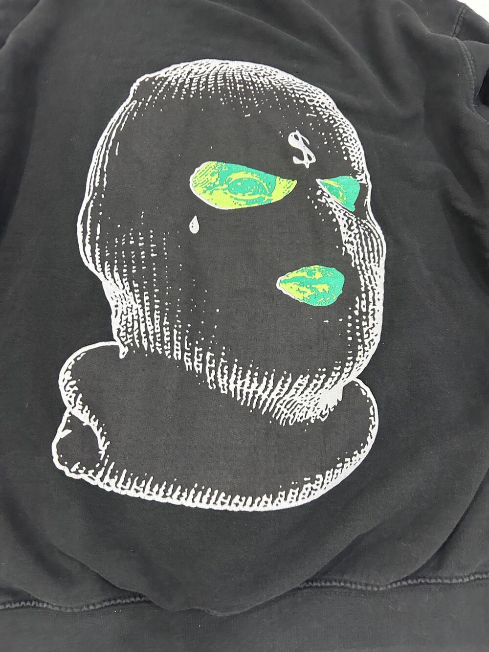 Cotton blend hoodie, Fashion Nova Dirty Money Hoodie with ski mask graphic Sz L